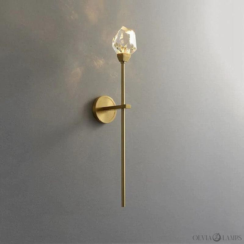 Zora Faceted Crystal Wall Sconce Using Long Rod - Ineffable Lighting