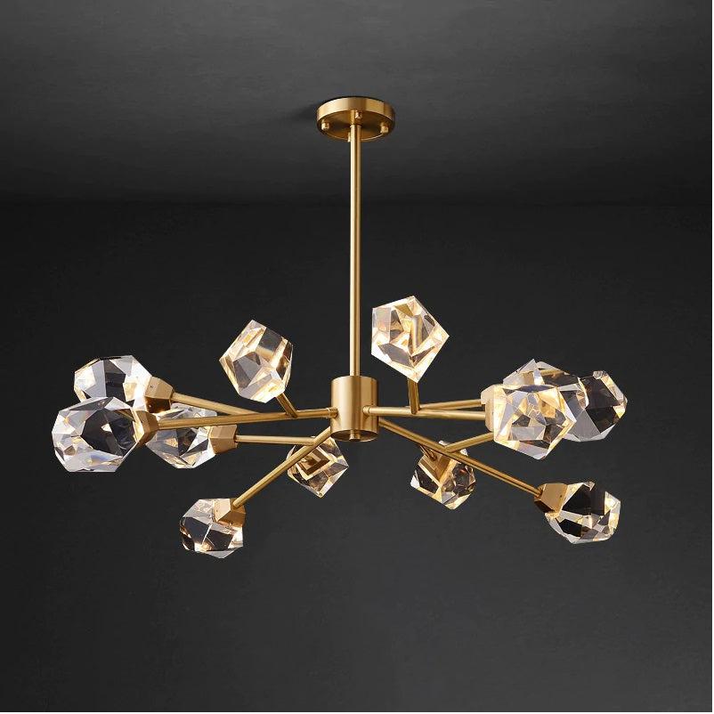 Zora Modern Faceted Crystal Chandelier For Living Room - Ineffable Lighting