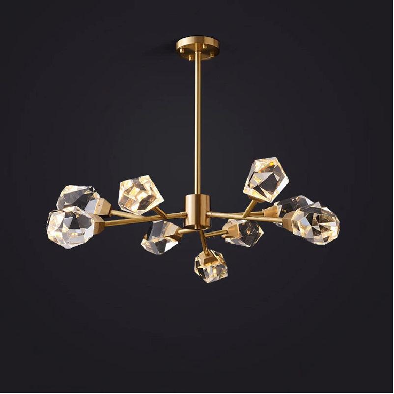 Zora Modern Faceted Crystal Chandelier For Living Room - Ineffable Lighting