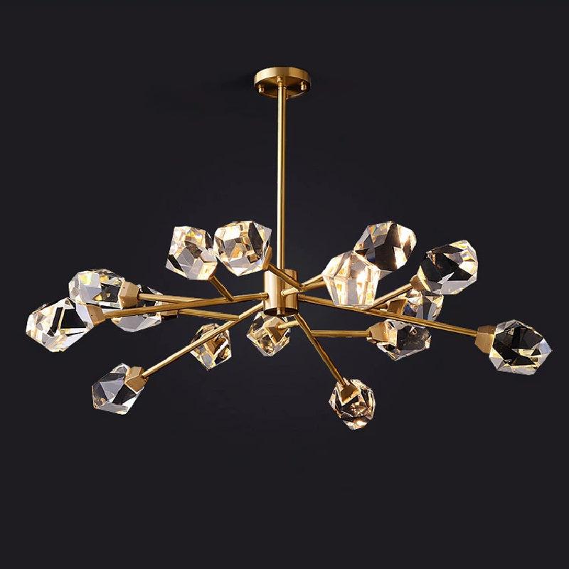 Zora Modern Faceted Crystal Chandelier For Living Room - Ineffable Lighting