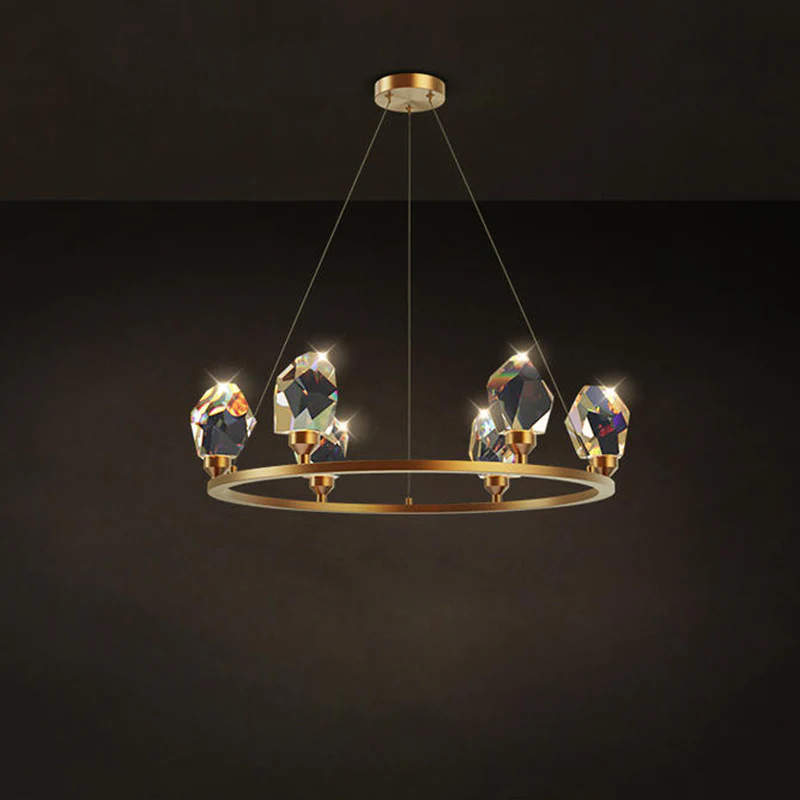 Zora Modern Faceted Crystal Round Chandelier - Ineffable Lighting