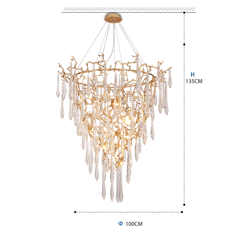 Cecily Crystal Branch Chandelier H 53.15" - Ineffable Lighting