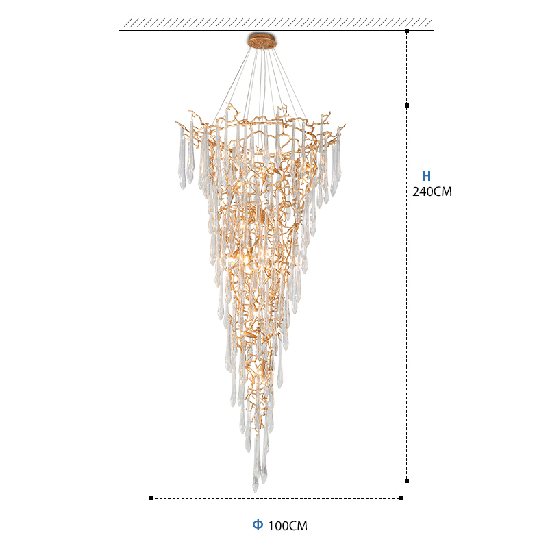 Cecily Crystal Branch Chandelier H 94.49" - Ineffable Lighting