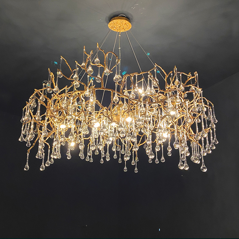 Avis Crystal Raindrop Branch Chandelier - Ineffable Lighting