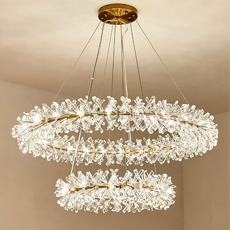 Isabel Postmodern Two-Tier Ring Crystal Chandelier - Ineffable Lighting