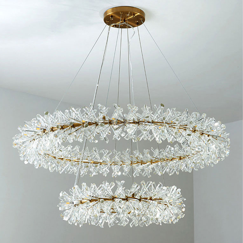 Isabel Postmodern Two-Tier Ring Crystal Chandelier - Ineffable Lighting